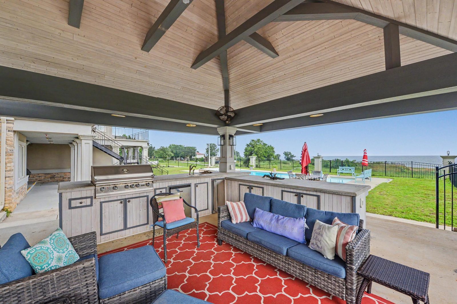 Outdoor kitchen and fireplace